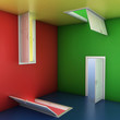 right choice concept, abstract doors 3d illustration
