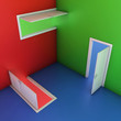 abstract doors 3d illustration, entrance, choice, concept