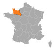 Map of France, Lower Normandy highlighted