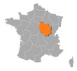 Map of France, Burgundy highlighted Map of France, Burgundy highlighted