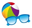 Beachball, sunglasses vector