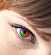 Colorful woman eye close-up Colorful woman eye close-up