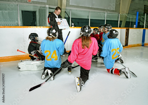 Photo: Hockey Coach with Players at Practice Hockey Coach with Players at Practice