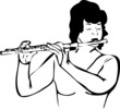 sketch of the girl who plays the flute