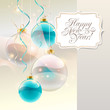 Christmas card with baubles and sticker with lettering. Vector Christmas card with baubles and sticker with lettering. Vector