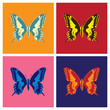 Butterflies in pop art style - illustration