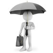 Businessman with an umbrella and a briefcase waiting Businessman with an umbrella and a briefcase waiting