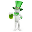 Man celebrating St. Patrick's day with a green beer and a hat