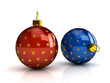 Christmas balls over white