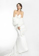 Happy beautiful bride white background up cloth, white