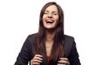 Happy businesswoman laughing aloud