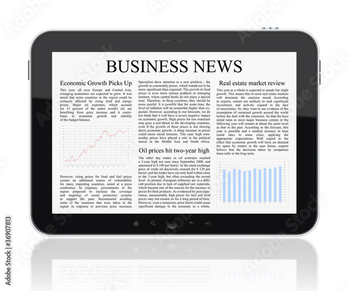 Illustration: Business News On Tablet PC Business News On Tablet PC