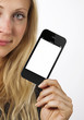 Woman shows smart phone