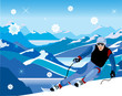 Vektor: skier sloping down from the hill skier sloping down from the hill