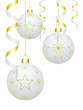 Boules de Noël blanches et or sur fond blanc Boules de Noël blanches et or sur fond blanc