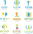 Vector illustration of Icons for number one