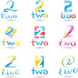 Vector illustration of Icons for number two