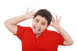 Horizontal portrait of a young boy's silly face Horizontal portrait of a young boy's silly face