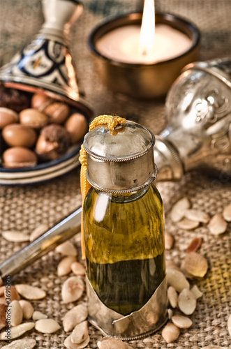 Photo: Still life of argan oil with fruits Still life of argan oil with fruits