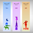 Set of three colorful banner with acrobat character.