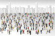 Big group of people on the city