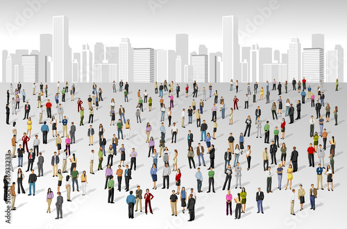 Vector: Big group of people on the city Big group of people on the city
