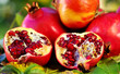 Pomegranates  on table.