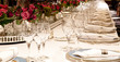 Elegant candlelight  dinner table setting at reception