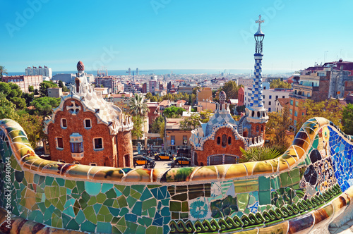 Photo: Park Guell in Barcelona. Barcelona - Spain Park Guell in Barcelona. Barcelona - Spain