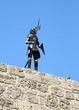 Knight in armour sky blue on a wall in the Old Rhodes Town in Gr