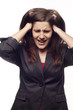 Angry businesswoman over white background