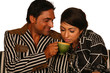 indian young couple  with tea/coffe