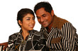 Rear view of a romantic couple together at a house