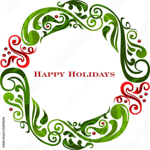 Vector: Vector graphic scroll holiday wreath. Vector graphic scroll holiday wreath.