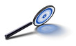 magnifying glass with a blue target inside