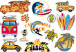 California beach vector cliparts