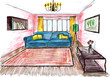 Illustration: Graphic sketch, living room Graphic sketch, living room