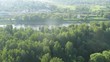 Flight above railroad and floodgate in hot air balloon Flight above railroad and floodgate in hot air balloon