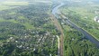 Flight above country houses in hot air balloon, time lapse Flight above country houses in hot air balloon, time lapse