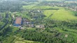 Flight above country houses near Moscow in hot air balloon