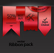 Set of vector red ribbons