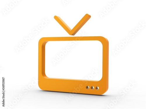 Illustration: 3d Icon Fernseher orange 3d Icon Fernseher orange