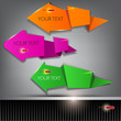 Paper arrows on a gray background with place for text