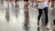 Many people running legs