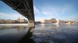 Video: Ship sails under bridge, houses and traffic on city waterfront Ship sails under bridge, houses and traffic on city waterfront