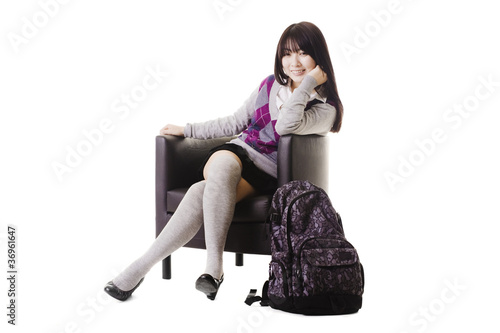 Photo: Chinese school girl portrait. Chinese school girl portrait.