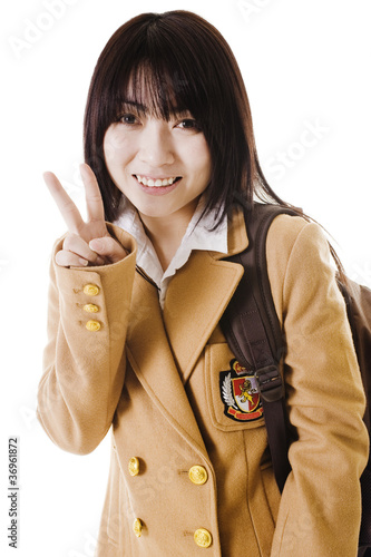 Photo: Chinese school girl portrait. Chinese school girl portrait.