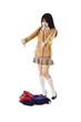 Chinese school girl with ugly uniform.
