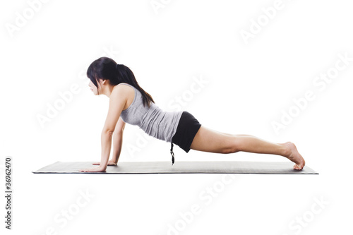 Photo: Chinese woman doing yoga. Chinese woman doing yoga.