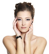 Beautiul young woman with black nails
